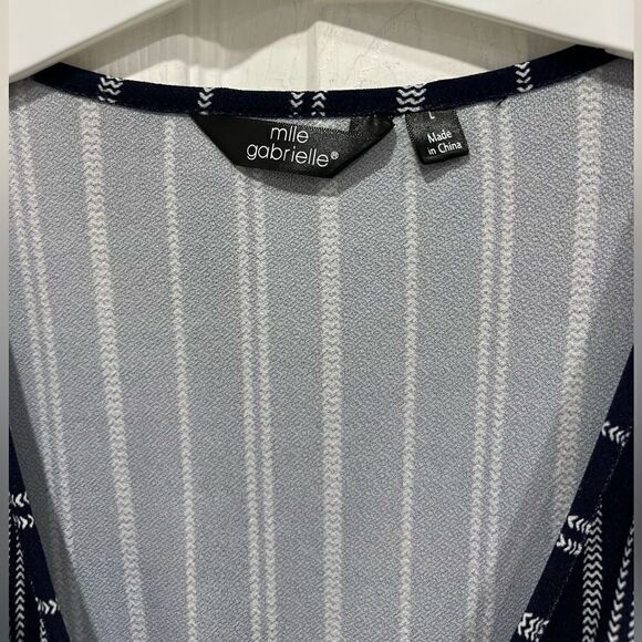 MLLE GABRIELLE sleeveless striped blue/white jumpsuit string waist tide … - Picture 6 of 11